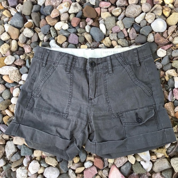 anthropologie PAPER BOY dark gray linen shorts 2 - Picture 1 of 5